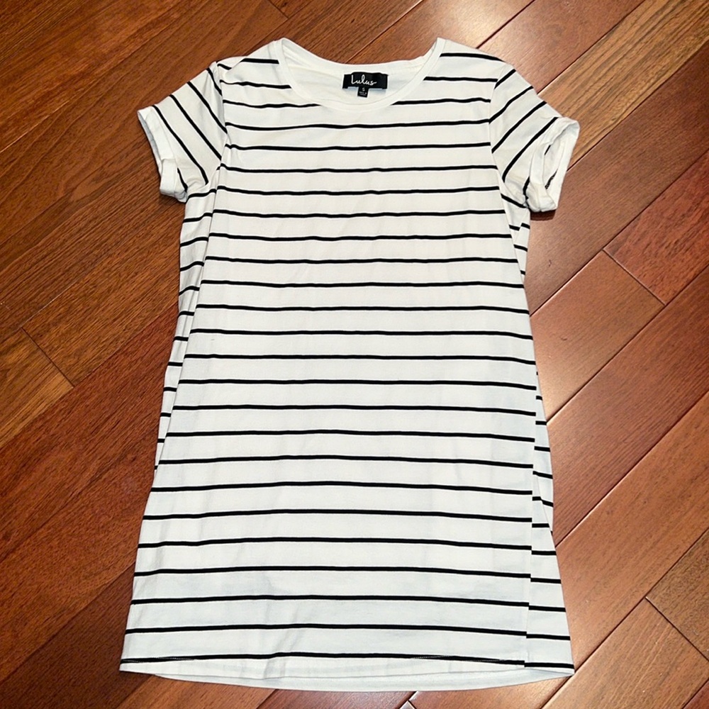 Lulu's Cafe Society Cream/Black Dress